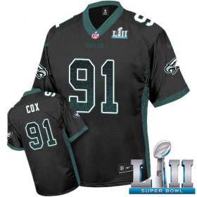 Wholesale Cheap Nike Eagles #91 Fletcher Cox Black Alternate Super Bowl LII Men\'s Stitched NFL Elite Drift Fashion Jersey