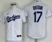 Cheap Youth Los Angeles Dodgers #17 Shohei Ohtani White Cool Base Jersey