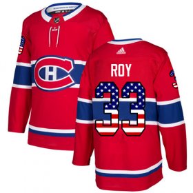 Wholesale Cheap Adidas Canadiens #33 Patrick Roy Red Home Authentic USA Flag Stitched NHL Jersey