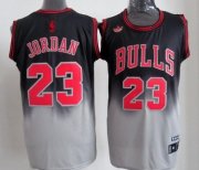 Wholesale Cheap Chicago Bulls #23 Michael Jordan Black/Gray Fadeaway Fashion Jersey