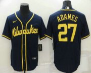 Wholesale Cheap Men's Milwaukee Brewers #27 Willy Adames Navy Blue Stitched MLB Cool Base Nike Jersey