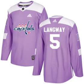 Wholesale Cheap Adidas Capitals #5 Rod Langway Purple Authentic Fights Cancer Stitched NHL Jersey