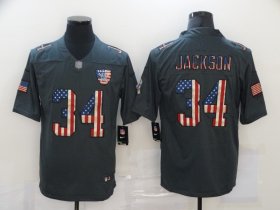 Wholesale Cheap Men\'s Las Vegas Raiders #34 Bo Jackson 2019 Black Salute To Service USA Flag Fashion Limited Jersey