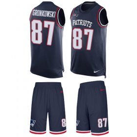 Wholesale Cheap Nike Patriots #87 Rob Gronkowski Navy Blue Team Color Men\'s Stitched NFL Limited Tank Top Suit Jersey
