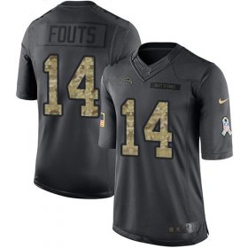 Wholesale Cheap Nike Chargers #14 Dan Fouts Black Youth Stitched NFL Limited 2016 Salute to Service Jersey