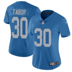Wholesale Cheap Nike Lions #30 Teez Tabor Blue Throwback Women\'s Stitched NFL Vapor Untouchable Limited Jersey