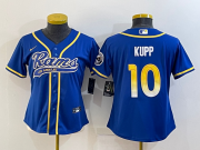 Wholesale Cheap Women's Los Angeles Rams #10 Cooper Kupp Royal With Patch Cool Base Stitched Baseball Jersey