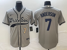Wholesale Cheap Men\'s Chicago White Sox #7 Tim Anderson Number Grey Cool Base Stitched Baseball Jersey