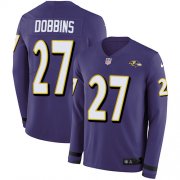 Wholesale Cheap Nike Ravens #27 J.K. Dobbins Purple Team Color Men's Stitched NFL Limited Therma Long Sleeve Jersey
