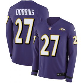 Wholesale Cheap Nike Ravens #27 J.K. Dobbins Purple Team Color Men\'s Stitched NFL Limited Therma Long Sleeve Jersey