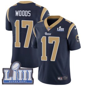 Wholesale Cheap Nike Rams #17 Robert Woods Navy Blue Team Color Super Bowl LIII Bound Men\'s Stitched NFL Vapor Untouchable Limited Jersey