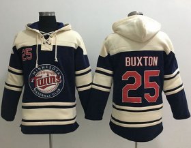 Wholesale Cheap Twins #25 Byron Buxton Navy Blue Sawyer Hooded Sweatshirt MLB Hoodie