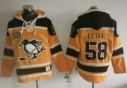 Wholesale Cheap Penguins #58 Kris Letang Gold Sawyer Hooded Sweatshirt Stitched NHL Jersey