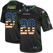 Wholesale Cheap Nike Seahawks #20 Rashaad Penny Black Men's Stitched NFL Elite USA Flag Fashion Jersey