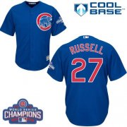 Wholesale Cheap Cubs #27 Addison Russell Blue Alternate 2016 World Series Champions Stitched Youth MLB Jersey