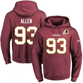 Wholesale Cheap Nike Redskins #93 Jonathan Allen Burgundy Red Name & Number Pullover NFL Hoodie