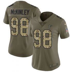 Wholesale Cheap Nike Falcons #98 Takkarist McKinley Olive/Camo Women\'s Stitched NFL Limited 2017 Salute to Service Jersey