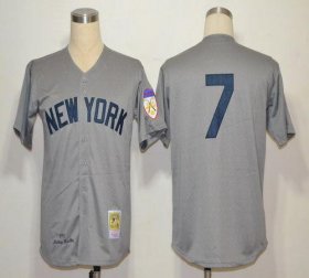 Wholesale Cheap Mitchell And Ness 1951 Yankees #7 Mickey Mantle Grey Throwback Stitched MLB Jersey
