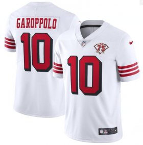 Wholesale Cheap Nike 49ers 10 Jimmy Garoppolo White 75th Anniversary Color Rush Vapor Untouchable Limited Jersey