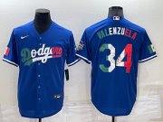 Wholesale Cheap Mens Los Angeles Dodgers #34 Toro Valenzuela Royal Mexico Cool Base Stitched Baseball Jersey