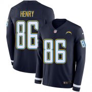 Wholesale Cheap Nike Chargers #86 Hunter Henry Navy Blue Team Color Men's Stitched NFL Limited Therma Long Sleeve Jersey