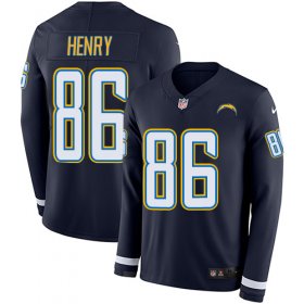 Wholesale Cheap Nike Chargers #86 Hunter Henry Navy Blue Team Color Men\'s Stitched NFL Limited Therma Long Sleeve Jersey