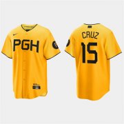 Cheap Mens Pittsburgh Pirates #15 Oneil Cruz Gold 2023 City Connect Jersey