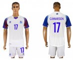 Wholesale Cheap Iceland #17 Gunnarsson Away Soccer Country Jersey
