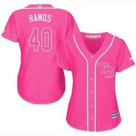 Wholesale Cheap Rays #40 Wilson Ramos Pink Fashion Women\'s Stitched MLB Jersey