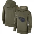 Wholesale Cheap Women's Tennessee Titans Nike Olive Salute to Service Sideline Therma Performance Pullover Hoodie