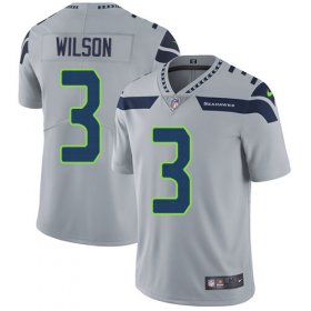 Wholesale Cheap Nike Seahawks #3 Russell Wilson Grey Alternate Men\'s Stitched NFL Vapor Untouchable Limited Jersey