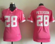 Wholesale Cheap Nike Vikings #28 Adrian Peterson Pink Women's Stitched NFL Elite Bubble Gum Jersey