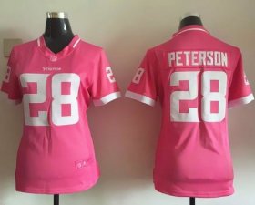 Wholesale Cheap Nike Vikings #28 Adrian Peterson Pink Women\'s Stitched NFL Elite Bubble Gum Jersey