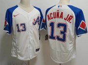 Cheap Men's Atlanta Braves #13 Ronald Acuna Jr White 2023 City Connect Flex Base Stitched Jersey