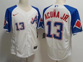 Cheap Men\'s Atlanta Braves #13 Ronald Acuna Jr White 2023 City Connect Flex Base Stitched Jersey