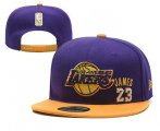 Wholesale Cheap Men's Los Angeles Lakers #23 LeBron James Purple Snapback Ajustable Cap Hat 2