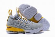 Wholesale Cheap Nike Lebron James 15 Air Cushion Shoes Grey Yellow