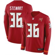 Wholesale Cheap Nike Buccaneers #36 M.J. Stewart Red Team Color Youth Stitched NFL Limited Therma Long Sleeve Jersey