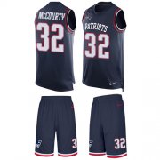 Wholesale Cheap Nike Patriots #32 Devin McCourty Navy Blue Team Color Men's Stitched NFL Limited Tank Top Suit Jersey