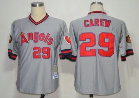 Wholesale Cheap Mitchell And Ness 1985 Angels of Anaheim #29 Rod Carew Grey Stitched Throwback MLB Jersey