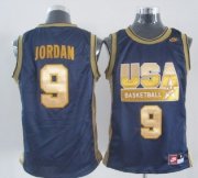 Wholesale Cheap 1992 Olympics Team USA #9 Michael Jordan Navy Blue With Gold Swingman Jersey