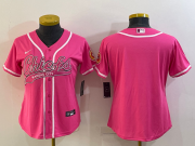 Wholesale Cheap Women's Kansas City Chiefs Blank Pink With Patch Cool Base Stitched Baseball Jersey