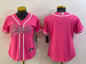 Wholesale Cheap Women\'s Kansas City Chiefs Blank Pink With Patch Cool Base Stitched Baseball Jersey