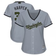 Wholesale Cheap Nationals #34 Bryce Harper Grey 2018 Memorial Day Cool Base Women's Stitched MLB Jersey
