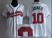 Wholesale Cheap Braves #10 Chipper Jones White Cool Base Autographed Stitched MLB Jersey
