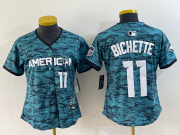 Wholesale Cheap Women's Toronto Blue Jays #11 Bo Bichette Number Teal 2023 All Star Cool Base Stitched Jersey
