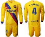 Wholesale Cheap Barcelona #4 I.Rakitic Away Long Sleeves Soccer Club Jersey