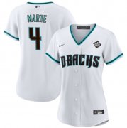 Women's Arizona Diamondbacks #4 Ketel Marte White 2023 World Series Stitched Baseball Jersey(Run Small)