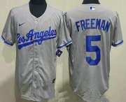 Wholesale Cheap Youth Los Angeles Dodgers #5 Freddie Freeman Gray Road Cool Base Jersey