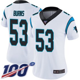 Wholesale Cheap Nike Panthers #53 Brian Burns White Women\'s Stitched NFL 100th Season Vapor Limited Jersey
